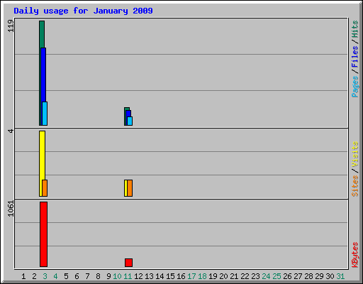Daily usage for January 2009
